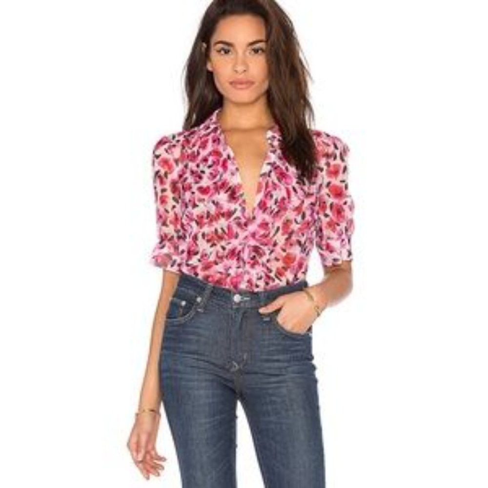 Kate Spade New York Mini Rose Ruffle Silk Blouse ASO Gilmore Girls